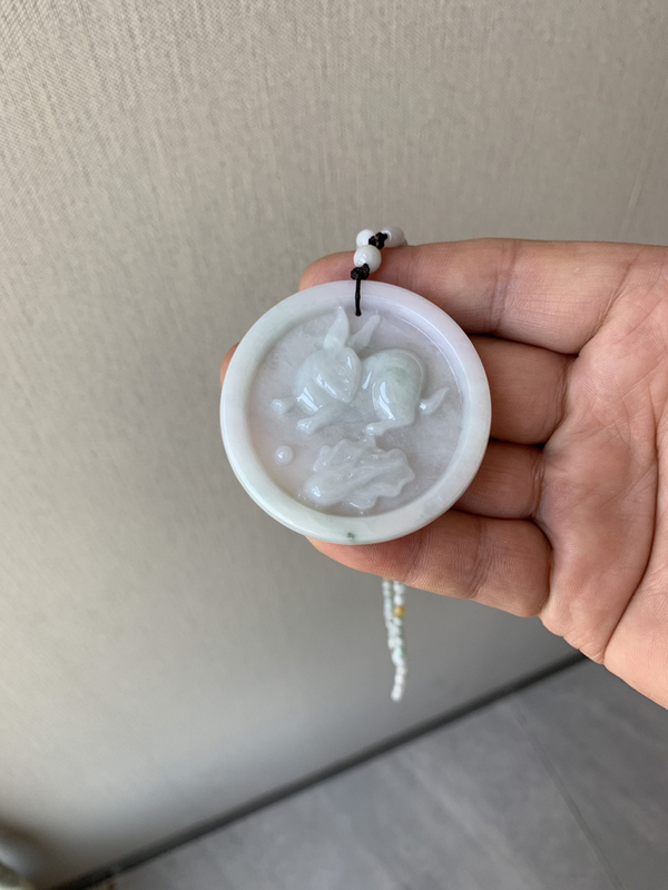 古玩玉器翡翠玉兔牌拍賣,當前價格680元