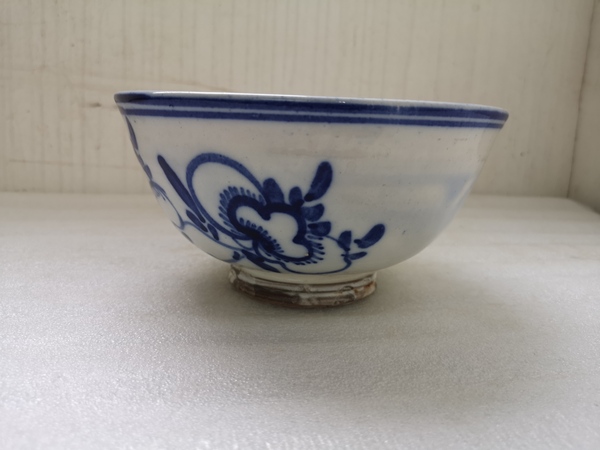 古玩陶瓷磁州窯靑花花卉紋碗拍賣,當前價格550元