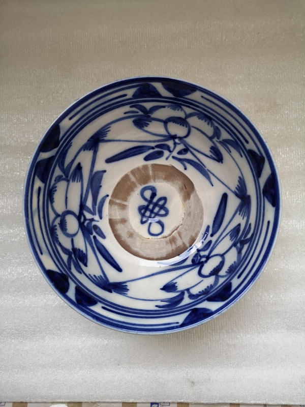 古玩陶瓷磁州窯靑花花卉紋碗拍賣,當前價格550元