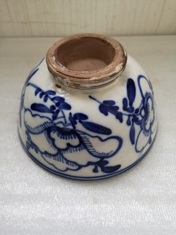 古玩陶瓷磁州窯靑花花卉紋碗拍賣,當前價格550元