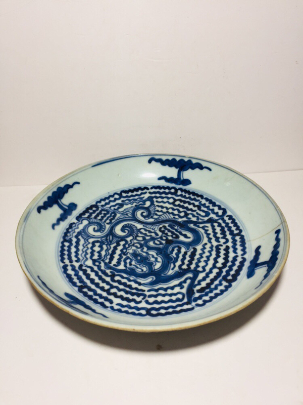 古玩陶瓷(已保真帶證書)乾隆青花夔龍紋盤拍賣,當(dāng)前價(jià)格0元