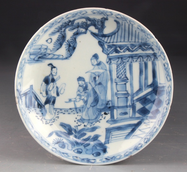 古玩陶瓷【4577-78】清康熙??細路青花西廂記人物故事紋盤一對拍賣,當前價格7800元