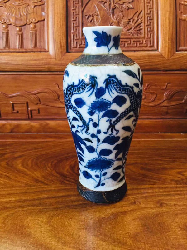 古玩陶瓷青花龍穿花紋梅瓶拍賣,當前價格1288元