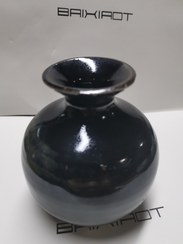 古玩陶瓷元末明初,磁州窯黑釉樽拍賣,當前價格444元