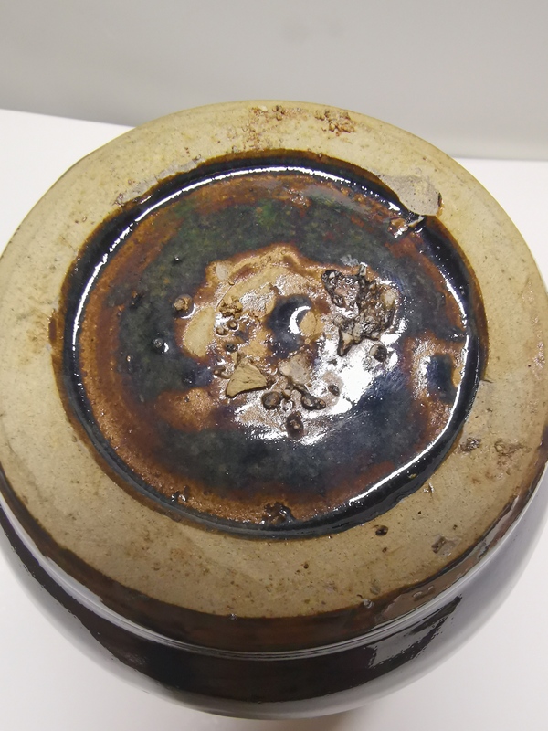 古玩陶瓷元末明初,磁州窯黑釉樽拍賣,當前價格444元