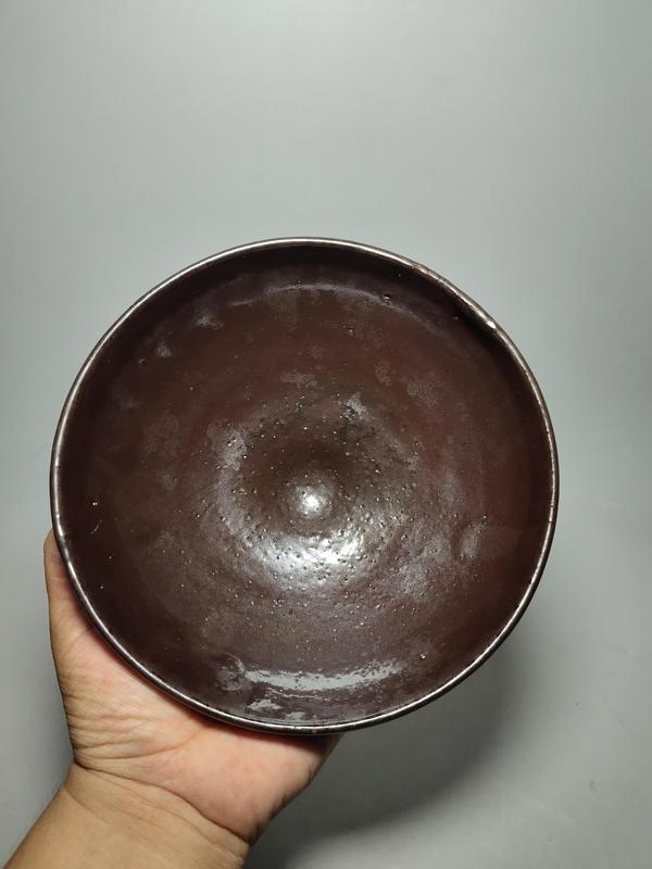 古玩陶瓷金元耀州窯醬紅釉大碗(墨書款)拍賣,當前價格2800元