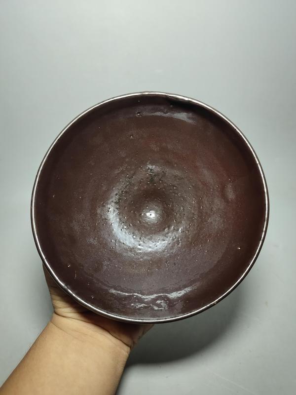 古玩陶瓷金元耀州窯醬紅釉大碗(墨書款)拍賣,當前價格2800元