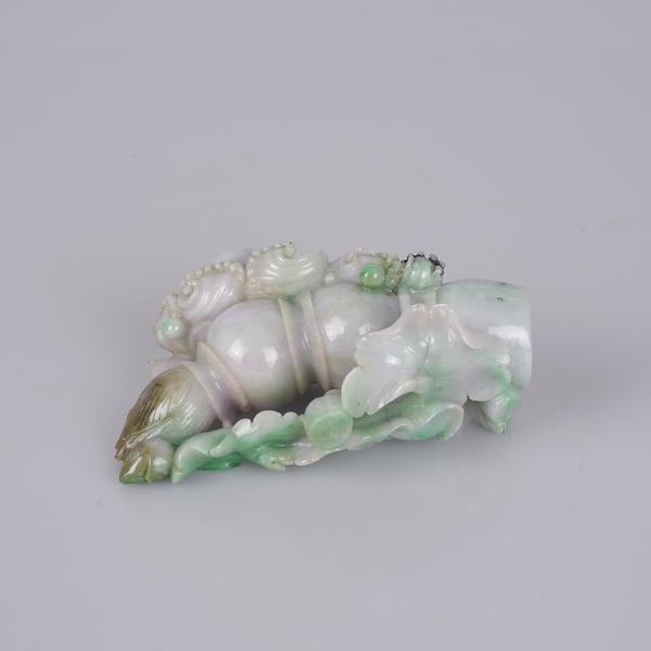 古玩玉器天然翡翠“荷塘蓮藕”大擺件拍賣,當(dāng)前價(jià)格5800元