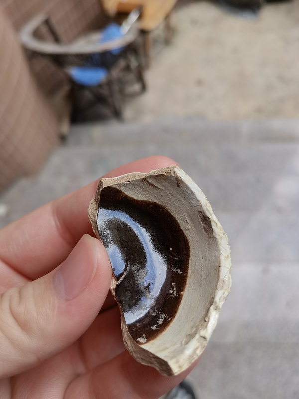 古玩陶瓷長沙窯印花白釉綠彩瓜棱粉盒標本拍賣,當前價格88元