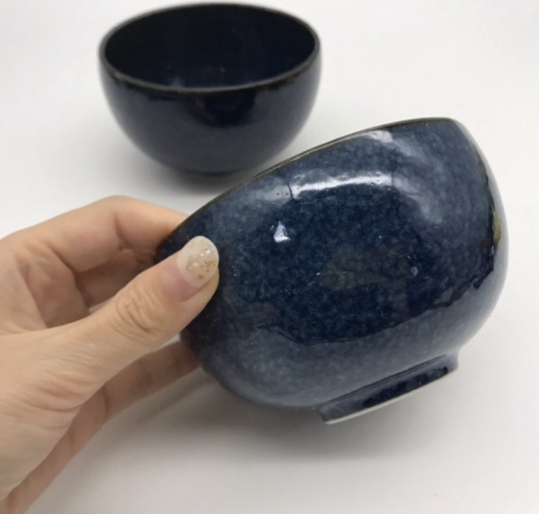 古玩陶瓷藍釉小碗拍賣,當前價格120元