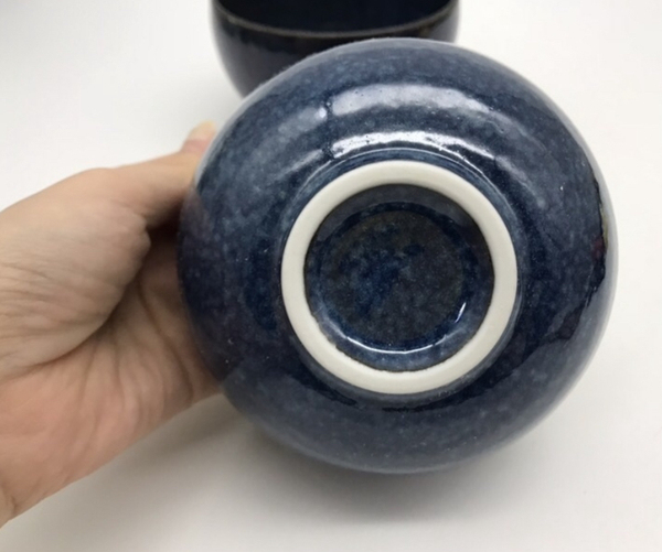 古玩陶瓷藍釉小碗拍賣,當前價格120元