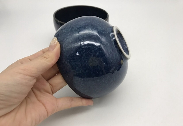 古玩陶瓷藍釉小碗拍賣,當前價格120元