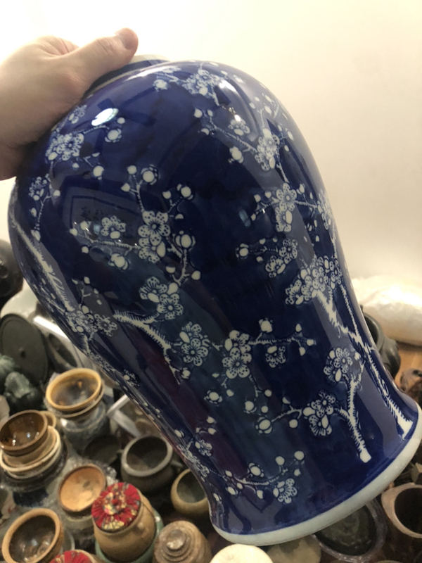 古玩陶瓷青花留白梅紋將軍罐拍賣,當(dāng)前價格666元