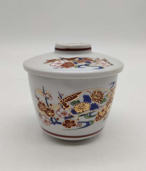 古玩陶瓷花卉紋彩繪描金蓋罐拍賣,當前價格220元