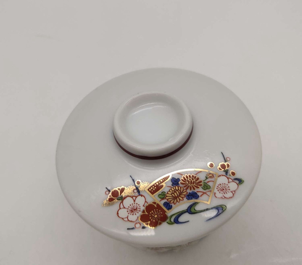 古玩陶瓷花卉紋彩繪描金蓋罐拍賣,當前價格220元