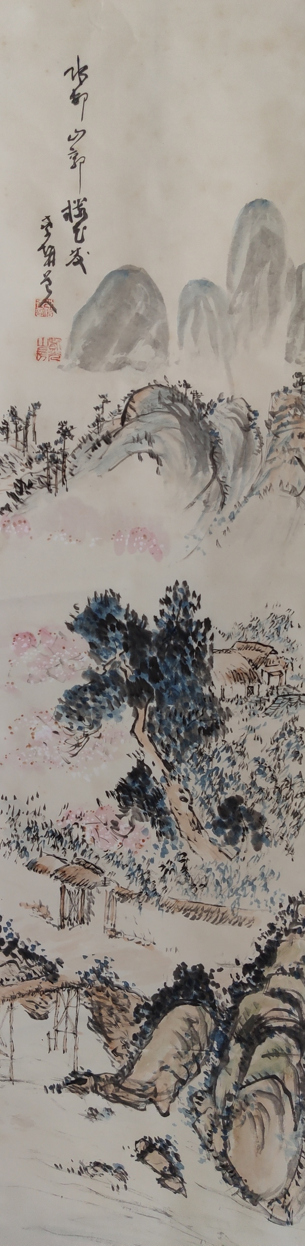 古玩字畫創匯時期水邨山郭立軸拍賣,當前價格398元