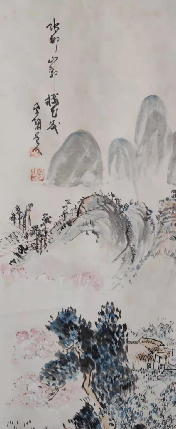 古玩字畫(huà)創(chuàng)匯時(shí)期水邨山郭立軸拍賣，當(dāng)前價(jià)格398元