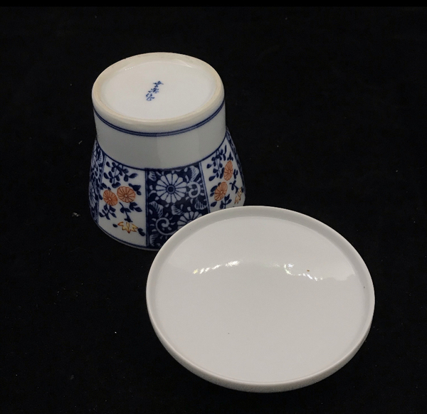 古玩陶瓷青花加彩蓋碗拍賣,當前價格220元