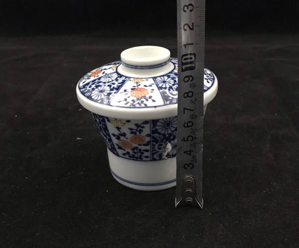 古玩陶瓷青花加彩蓋碗拍賣,當前價格220元