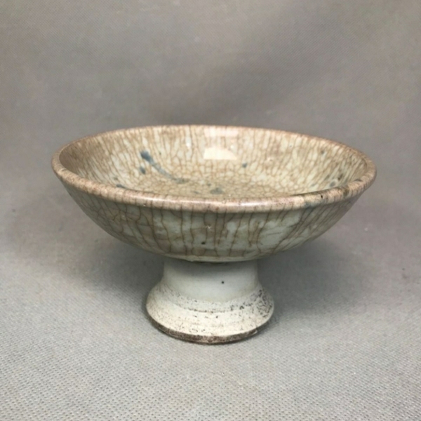 古玩陶瓷清早期(己保真)哥釉青花高足盤拍賣,當前價格2888元