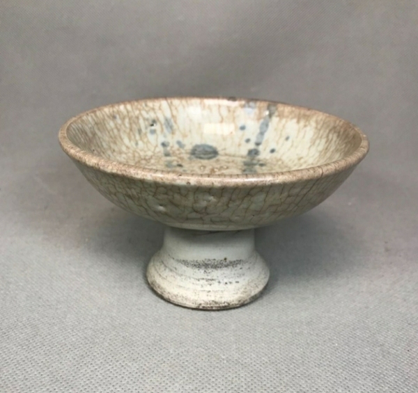 古玩陶瓷清早期(己保真)哥釉青花高足盤拍賣,當前價格2888元
