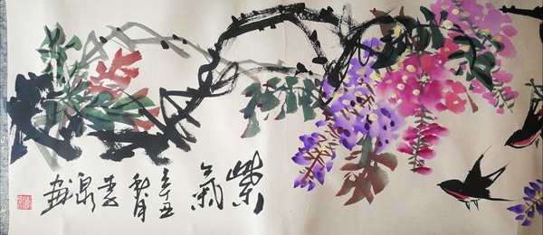 古玩字畫國(guó)家花鳥名家安徽美協(xié)李泉花鳥手卷拍賣，當(dāng)前價(jià)格499元