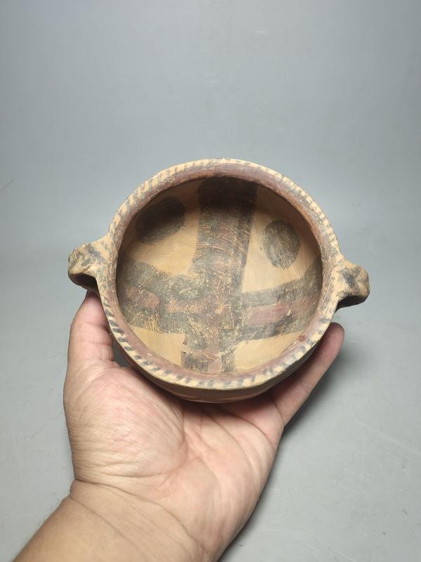 古玩陶瓷馬家窯太陽紋彩繪雙耳罐（精品彩陶）拍賣，當前價格5500元