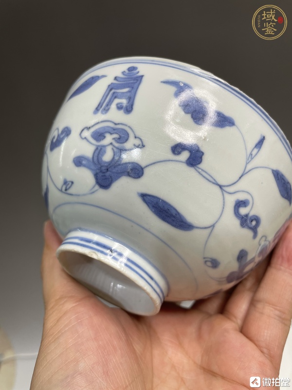 古玩陶瓷青花花卉壽字紋碗真品鑒賞圖