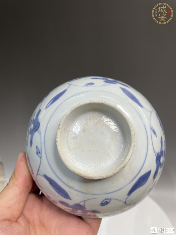 古玩陶瓷青花花卉壽字紋碗真品鑒賞圖