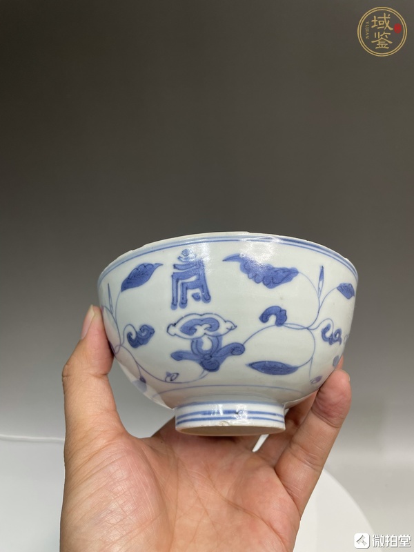 古玩陶瓷青花花卉壽字紋碗真品鑒賞圖