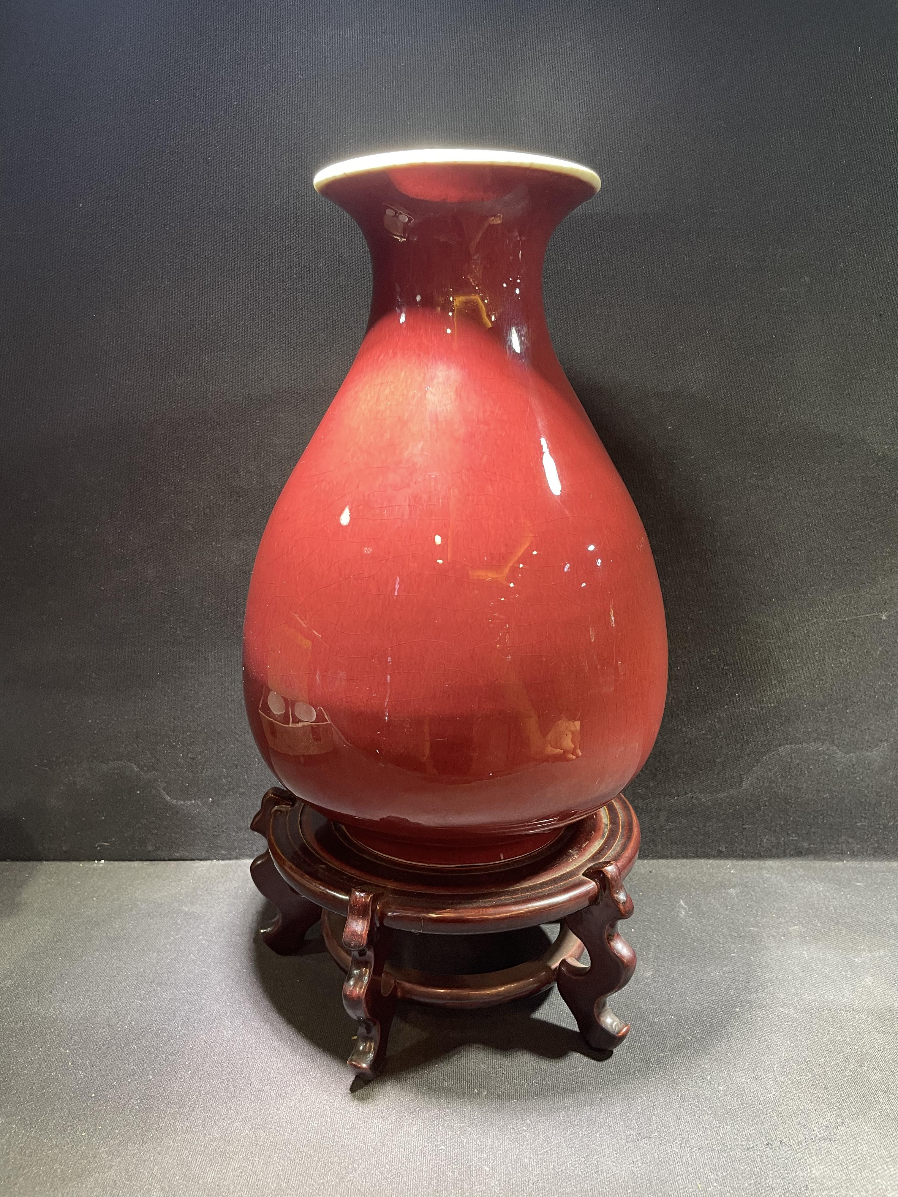 エンタメ/ホビー中国　玳玻釉　玉壷春瓶　花瓶　V　R6393F
