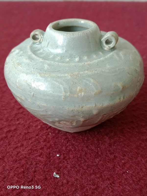 古玩陶瓷元樞府釉塑像印花雙系罐拍賣,當前價格3800元