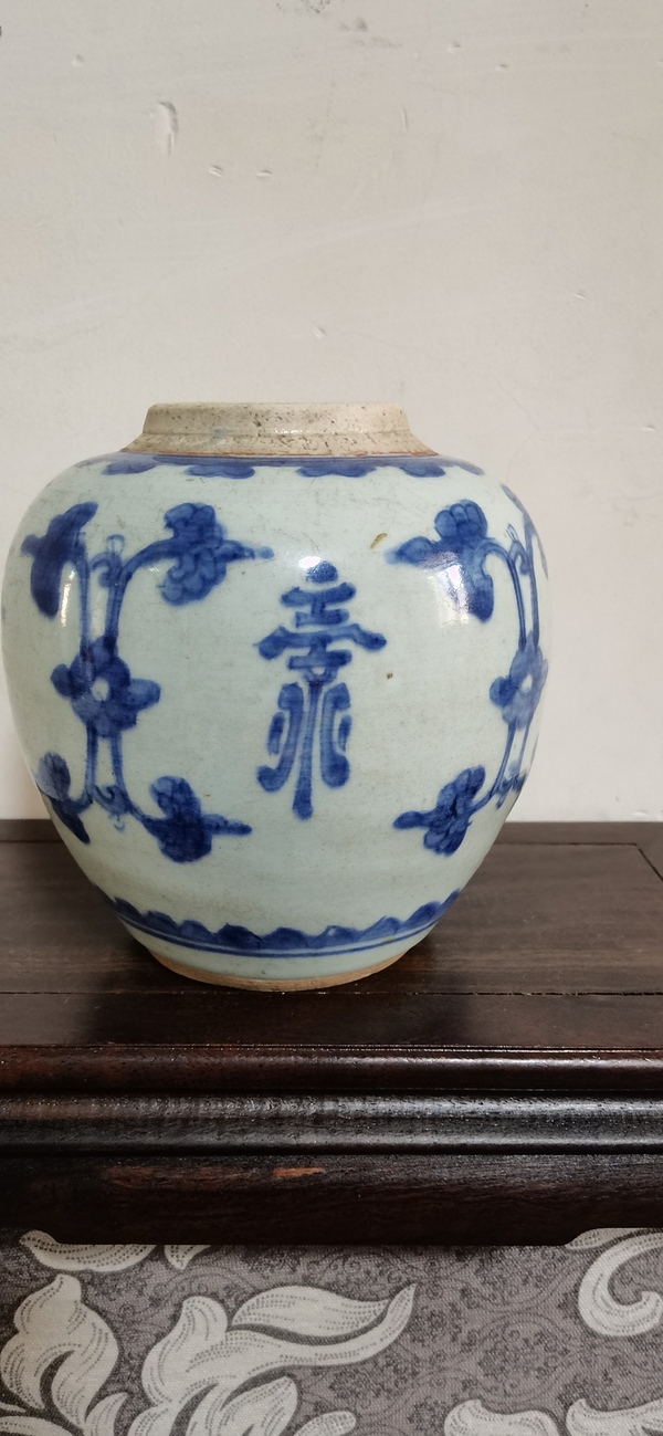 古玩陶瓷花間壽字紋青花蓋罐拍賣(mài)，當(dāng)前價(jià)格5800元