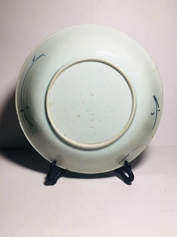 古玩陶瓷(已保真帶證書)雍正秀竹鳳紋青花盤拍賣,當前價格880元