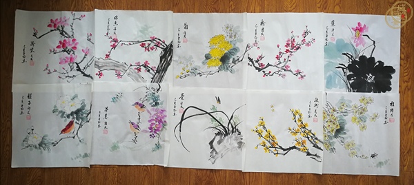 古玩字畫花中十友真品鑒賞圖