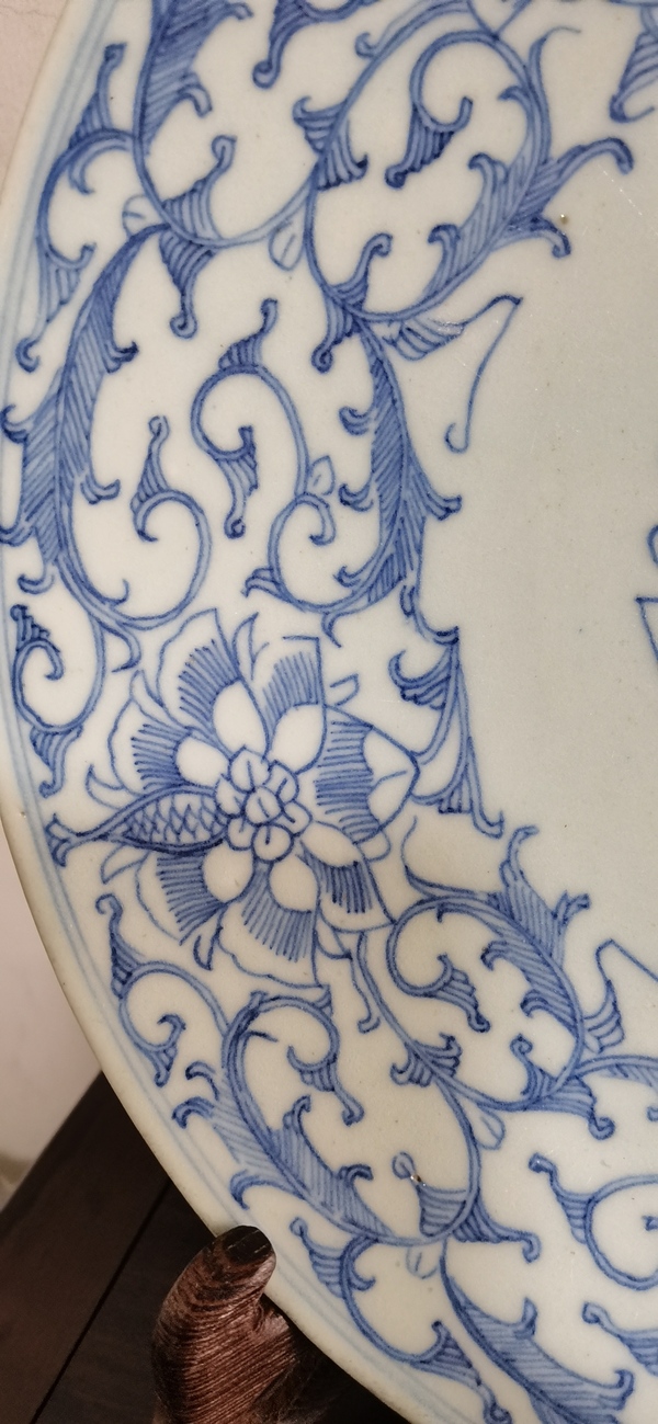 古玩陶瓷淡描青花花卉紋盤拍賣,當前價格3000元