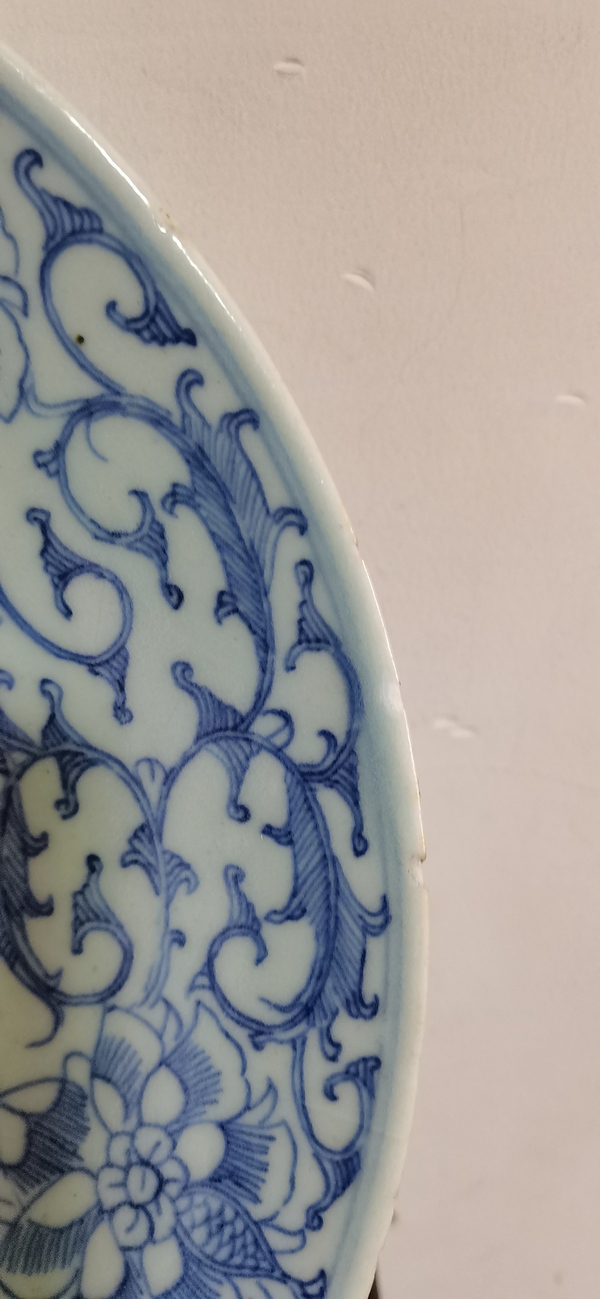 古玩陶瓷淡描青花花卉紋盤拍賣,當前價格3000元