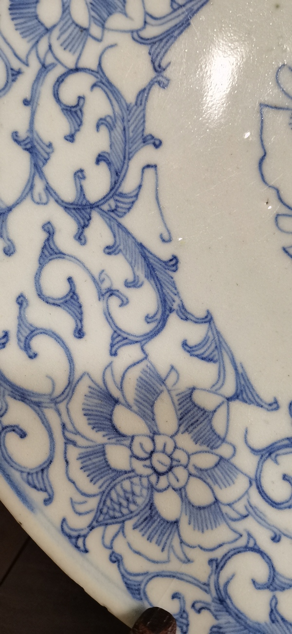 古玩陶瓷淡描青花花卉紋盤拍賣,當前價格3000元