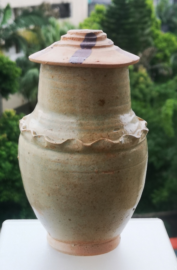 古玩陶瓷精品.宋代將樂窯青釉水波紋蓋罐（960年-1279年）拍賣，當前價格1980元