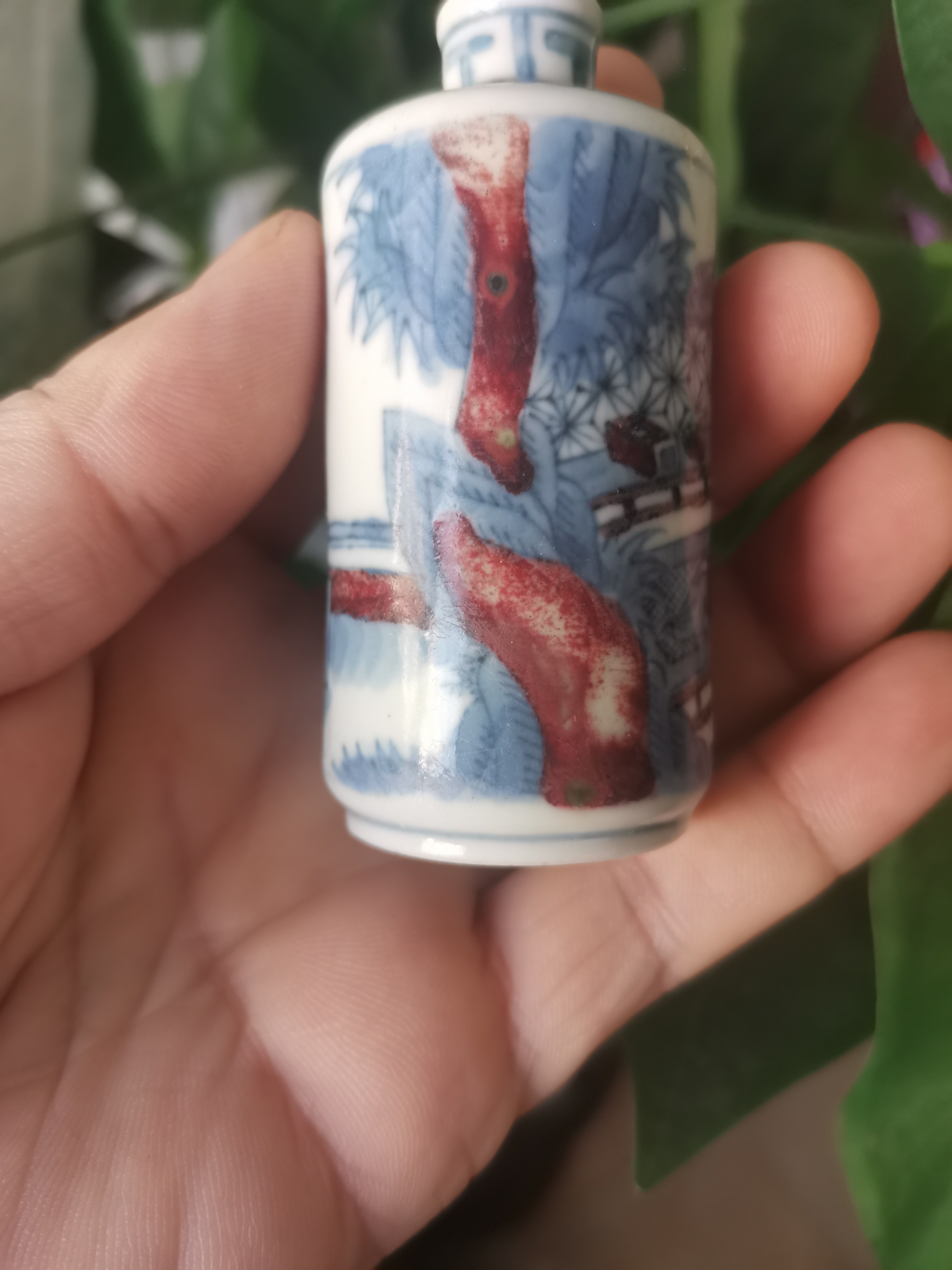 鼻煙壼 青花釉裏紅 清時代 康熙年製 唐物 域鉴古玩】大