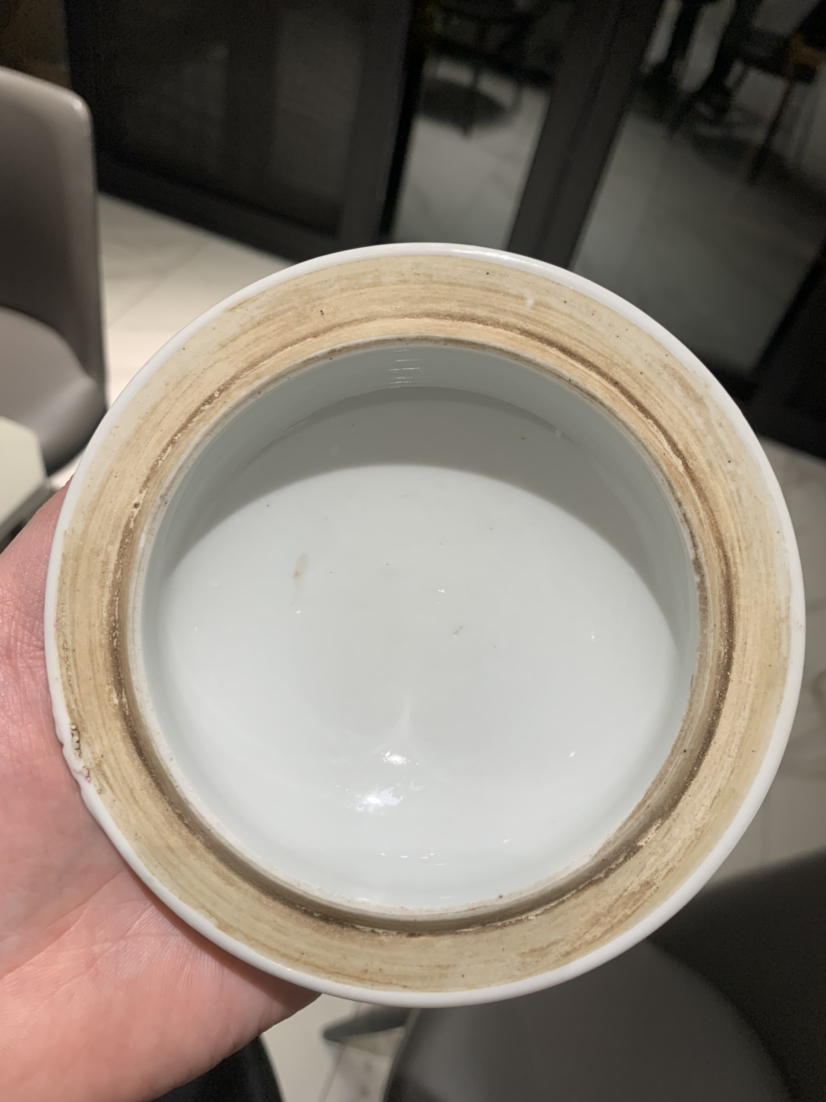 完売】 大清同治年製 粉彩 染付 茶碗 茶器 検)唐物 古玩 内絵 纏枝蓮