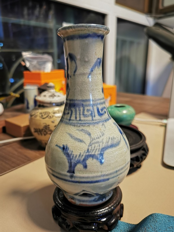 古玩陶瓷精品明代青花花鳥玉壺春拍賣,當前價格1688元