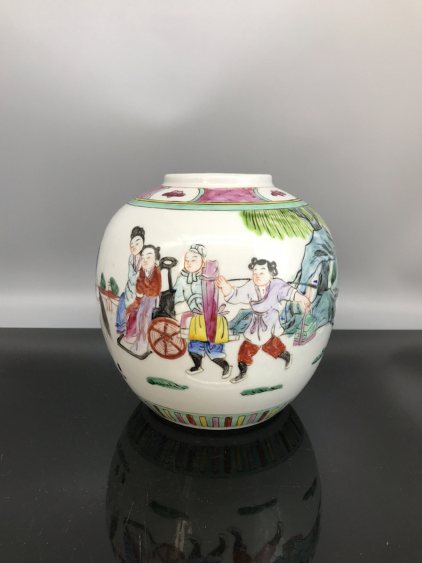 古玩陶瓷清末民初粉彩人物紋罐拍賣,當前價格2879元