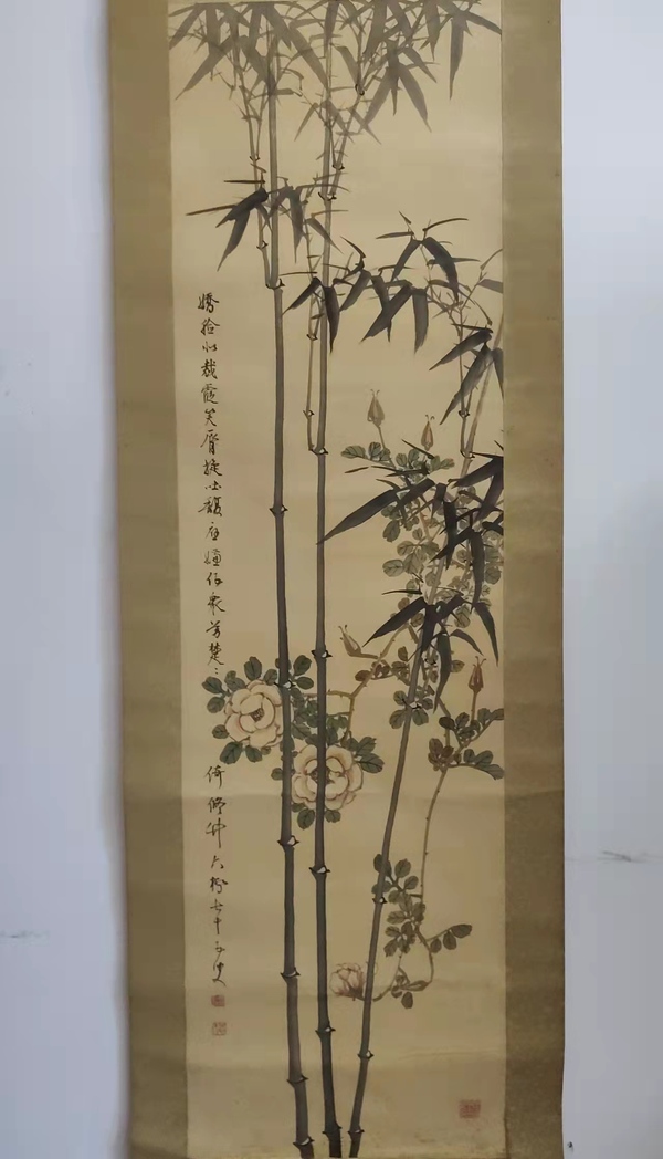 古玩字畫吳昌碩摯友日本名家杉溪六橋竹影立軸拍賣，當前價格1888元