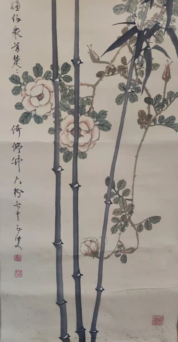 古玩字畫吳昌碩摯友日本名家杉溪六橋竹影立軸拍賣，當(dāng)前價(jià)格1888元