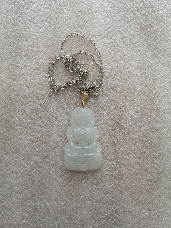 古玩玉器翡翠觀音拍賣(mài),當(dāng)前價(jià)格1100元