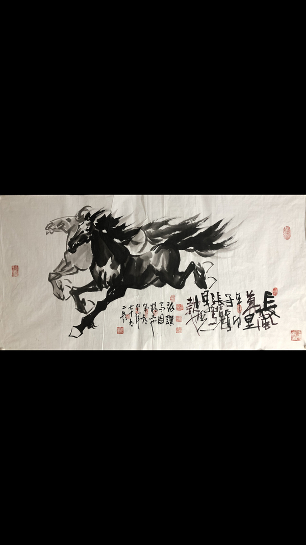 古玩字畫(huà)長(zhǎng)安畫(huà)派張?bào)K老師精品雙駿圖拍賣(mài)，當(dāng)前價(jià)格3680元