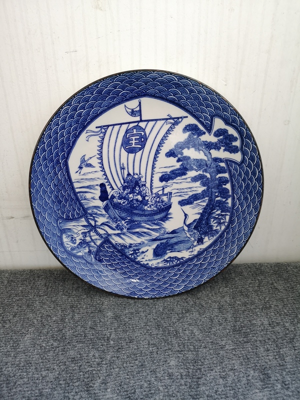 古玩陶瓷航海圖青花盤拍賣,當前價格398元