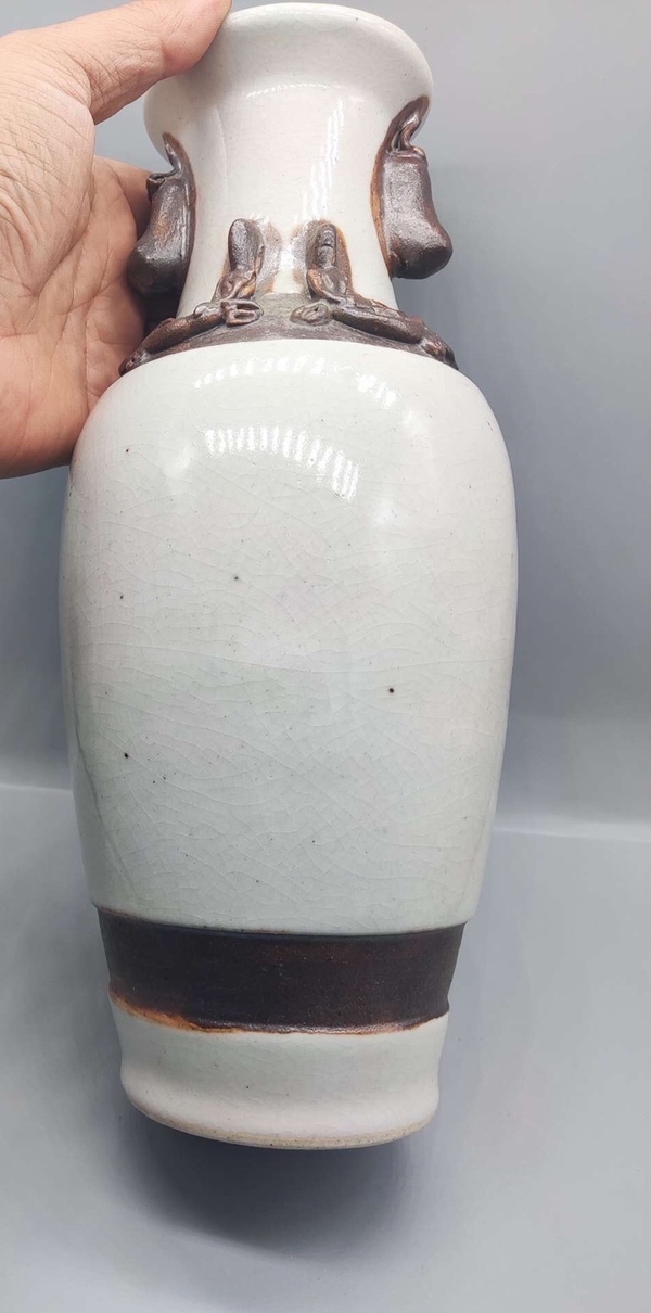 古玩陶瓷哥釉***雙耳瓶拍賣,當前價格399元