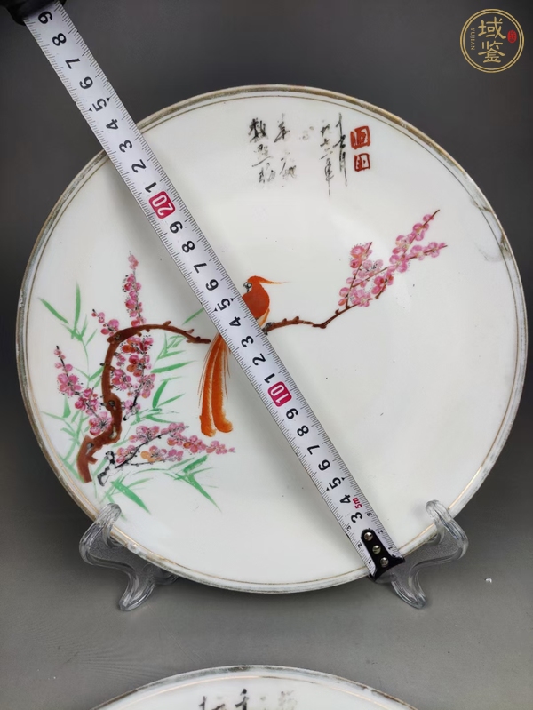 古玩陶瓷花鳥紋彩繪盤真品鑒賞圖